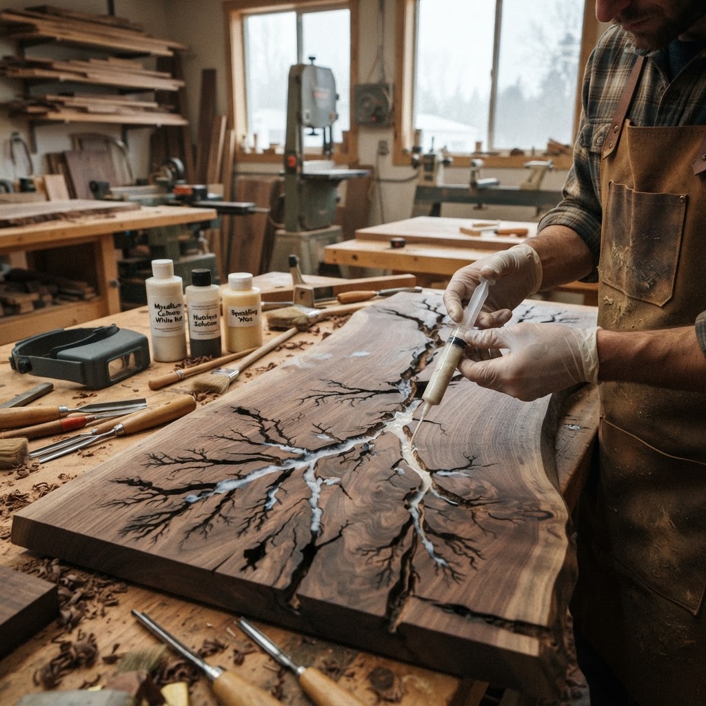 Bespoke Treetop Dendritic Mycelium-Infused Phyto-Cyclic Sap-Flow Barometric Tea-Service Table — step 2