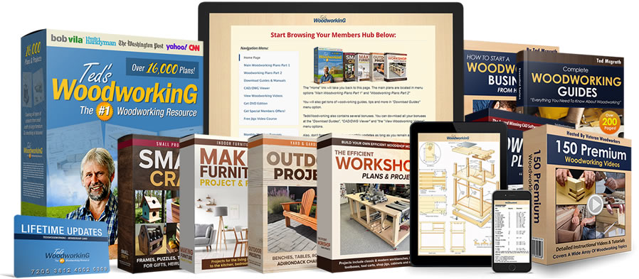 Ted's Woodworking complete plan package — manuals, project books, videos, and CAD viewer