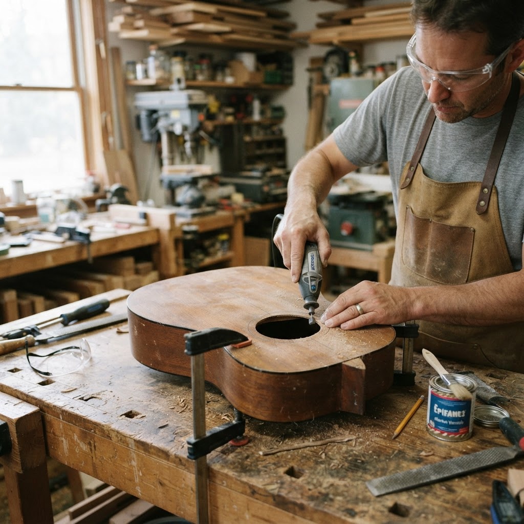 Acoustic Guitar Soundboard Bird Feeder — step 1