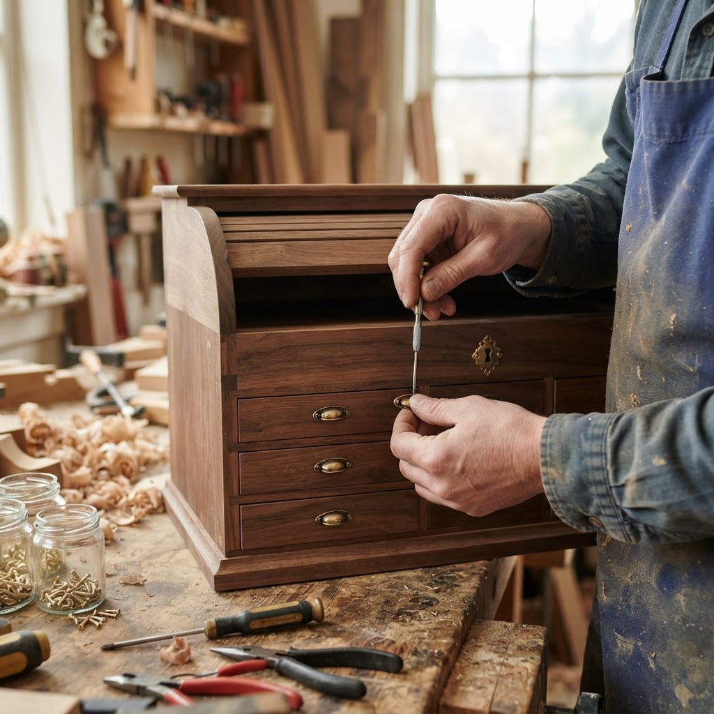 Vintage Roll-Top Desk Seed Bureau — step 3