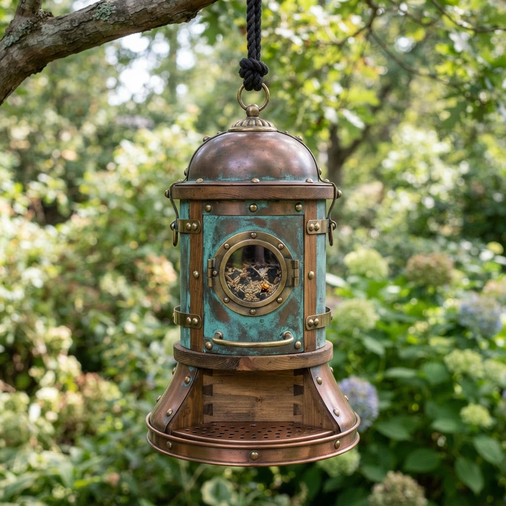 Vintage Patinated Copper Victorian Diving Bell Seed Submersible