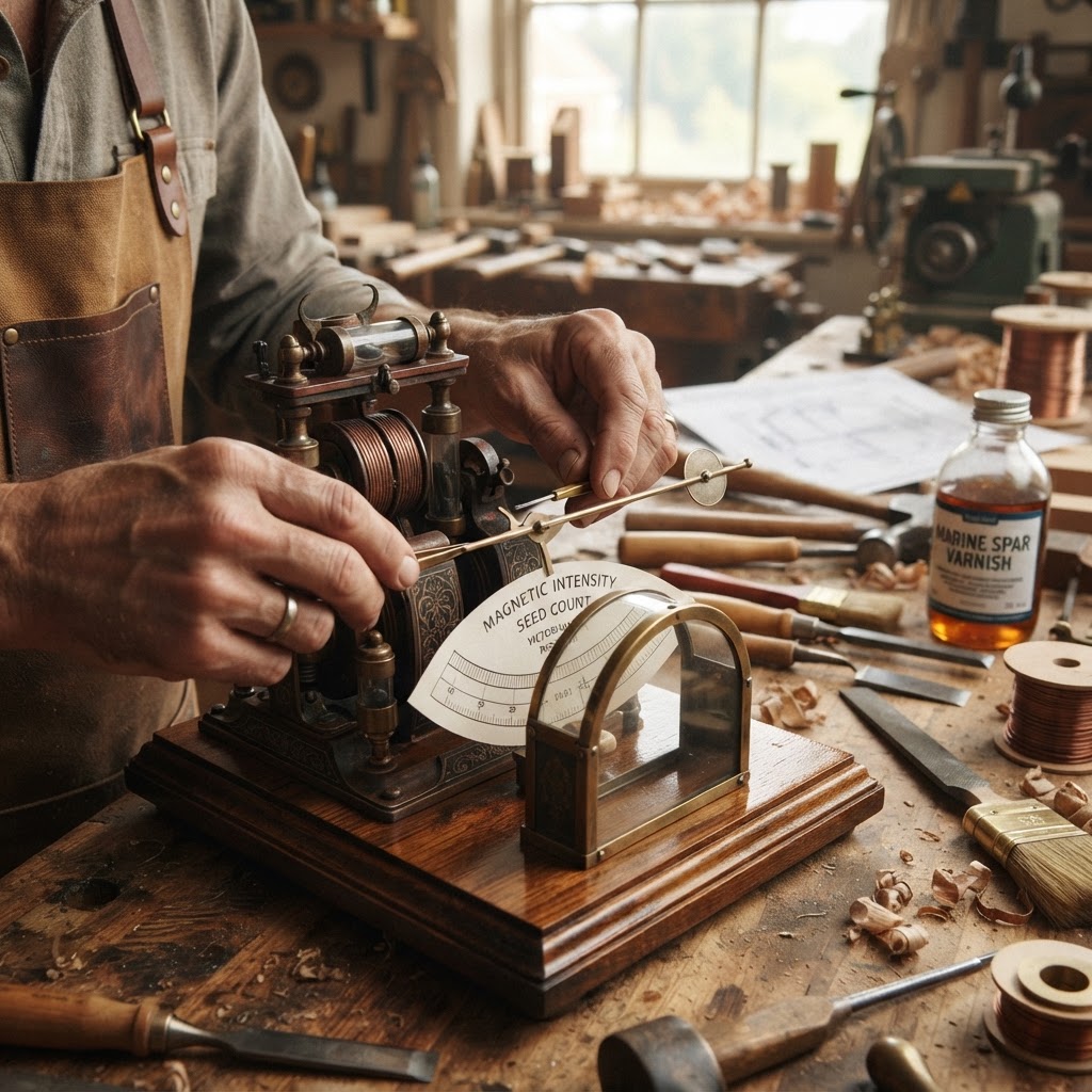 Vintage Patinated Copper Victorian Telegraphic Induction Astatic Galvanometer Seed Magnetometer — step 4