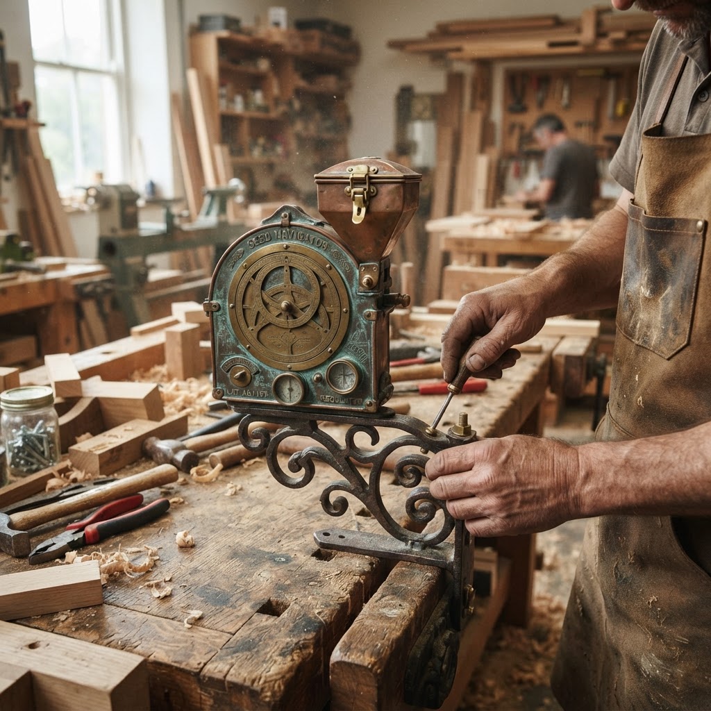 Vintage Patinated Copper Victorian Astrolabe Seed Navigator — step 4