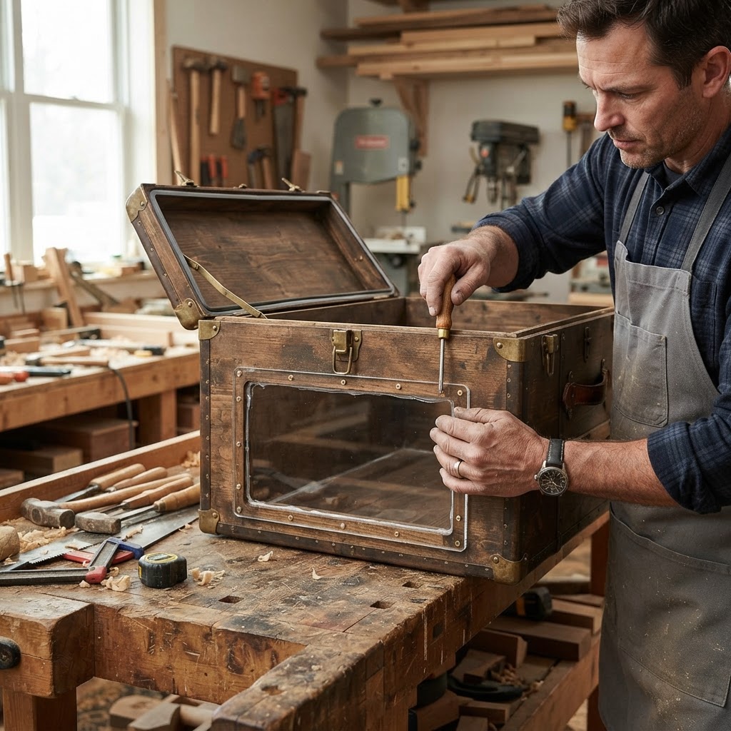 Vintage Transatlantic Steamer Trunk Seed Chest — step 3
