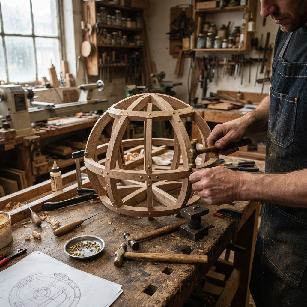 Vintage Patinated Copper Diving Helmet Seed Chamber — step 1