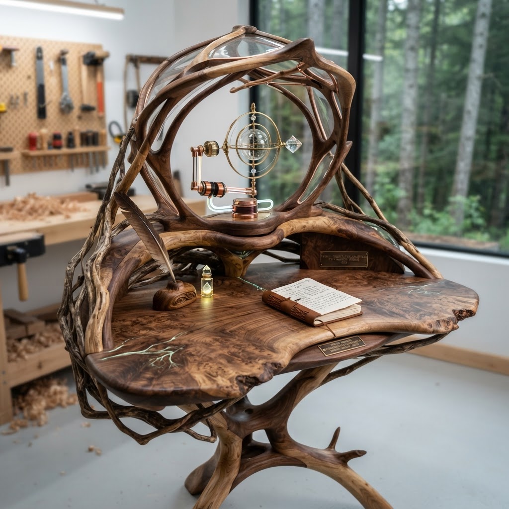 Bespoke Treetop Dendritic Mycelium-Infused Phyto-Magnetic Sap-Flow Canopy Aurora-Vane Writing Console