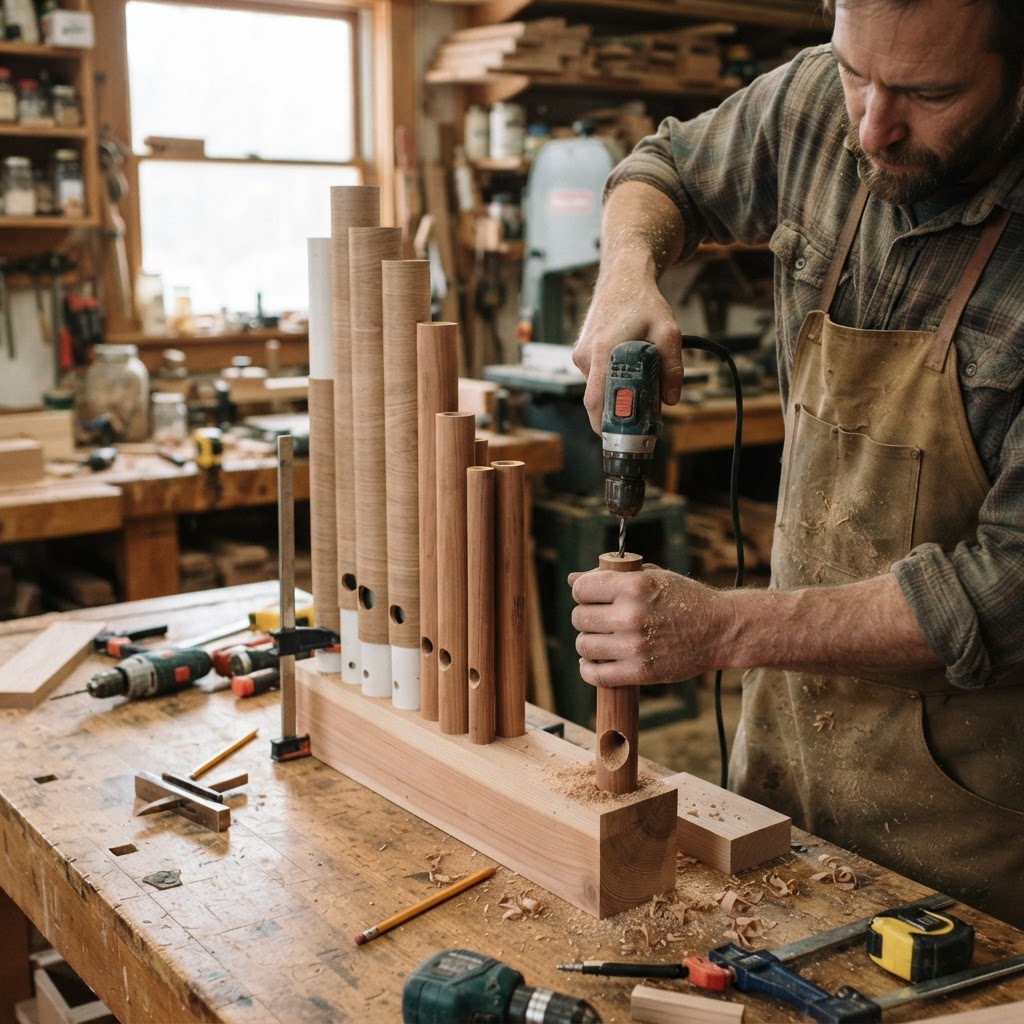 Cylindrical Pipe Organ Flute Seed Feeder — step 1