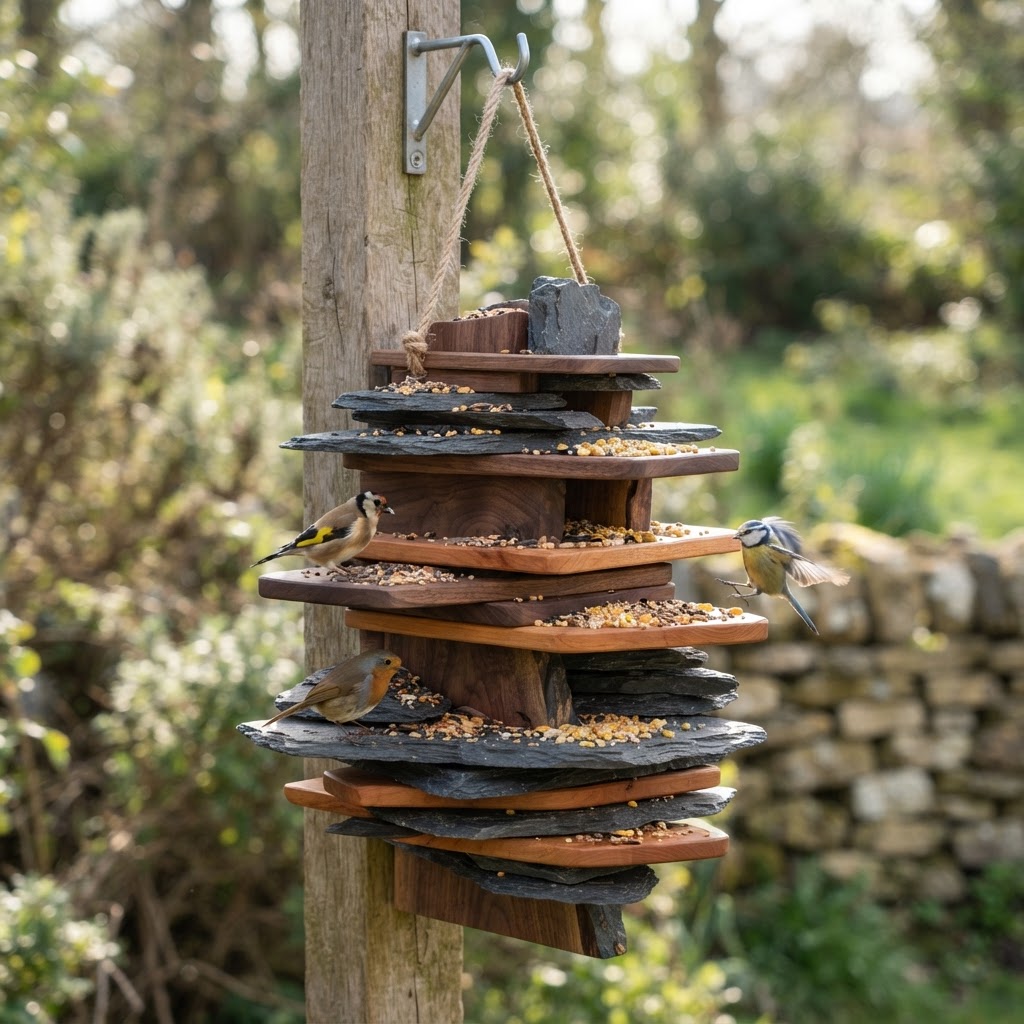 Tectonic Plate Layered Slate Seed Feeder