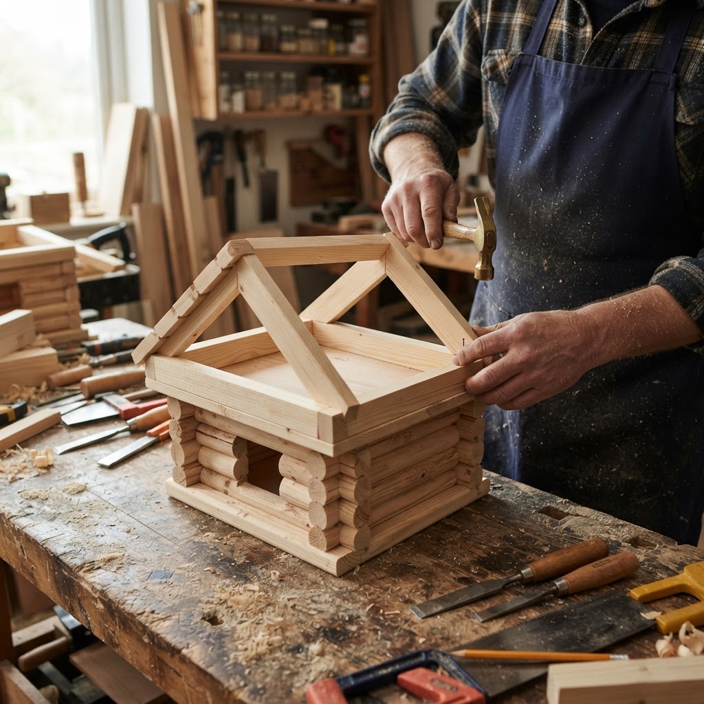 Scandinavian Hygge Log Cabin Bird Feeder — step 3