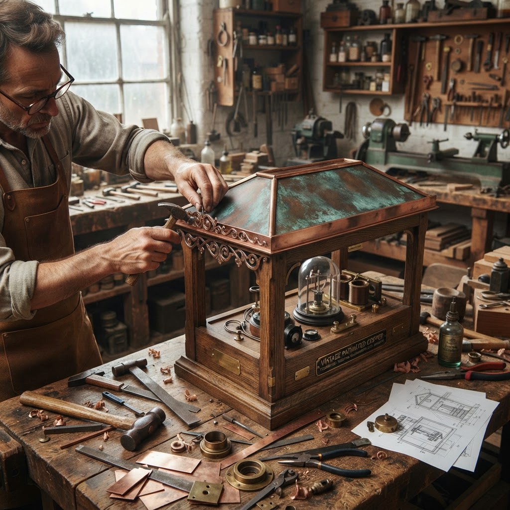 Vintage Patinated Copper Victorian Telegraphic Induction Galvanometer Seed Repeater — step 2