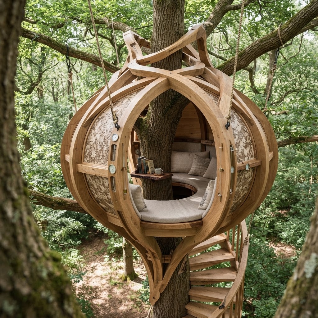 Bespoke Treetop Dendritic Mycelium-Infused Phyto-Gaseous Sap-Flow Canopy Cloud-Drafting Reading Alcove
