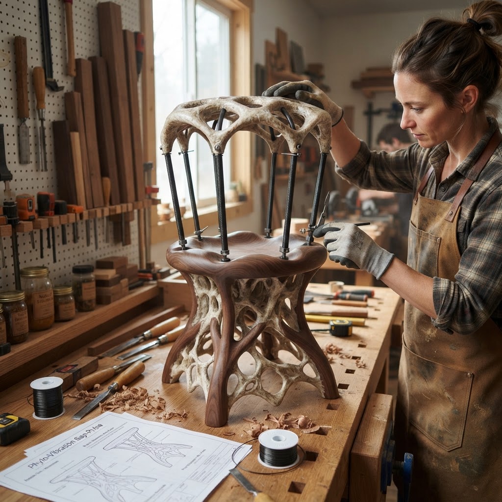Bespoke Treetop Dendritic Mycelium-Infused Phyto-Vibration Sap-Pulse Canopy Echo-Chamber Meditation Stool — step 2