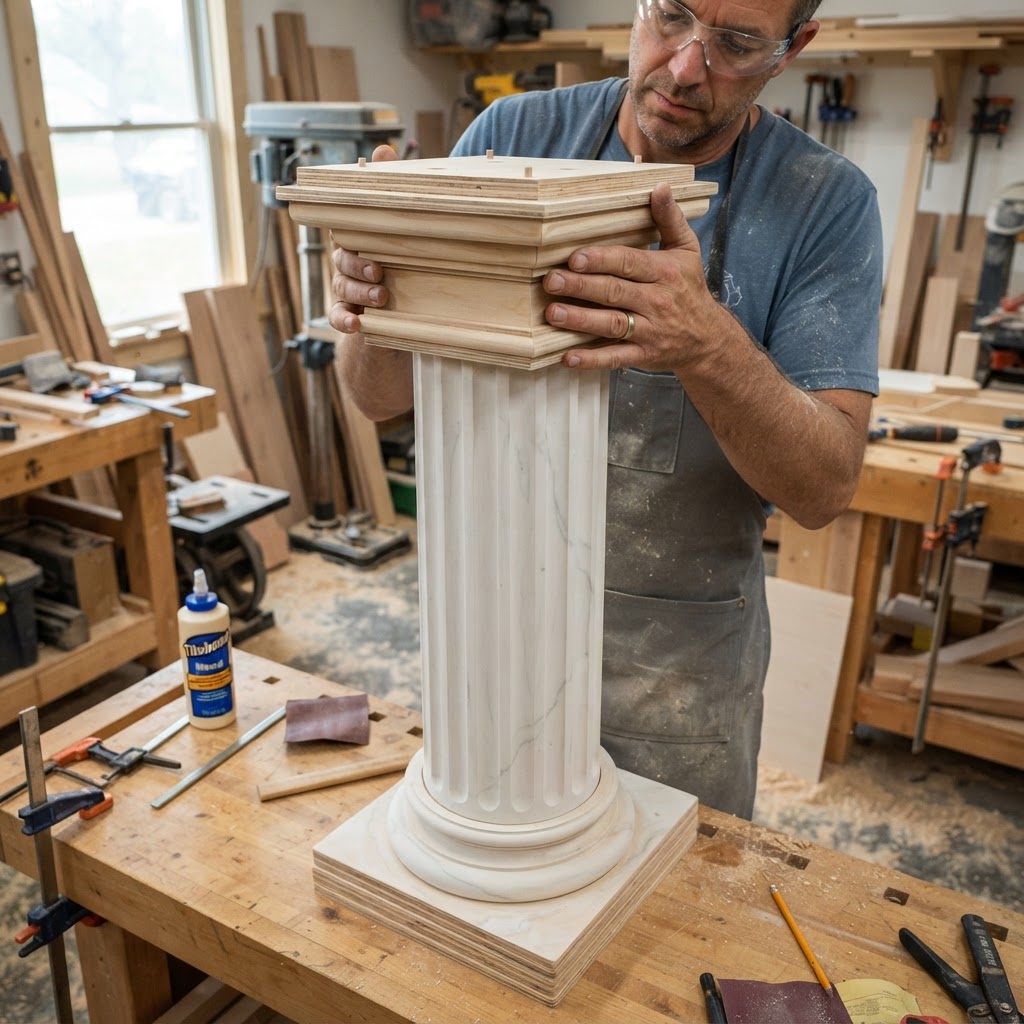 Neoclassical Marbleized Columnar Seed Pillar — step 2