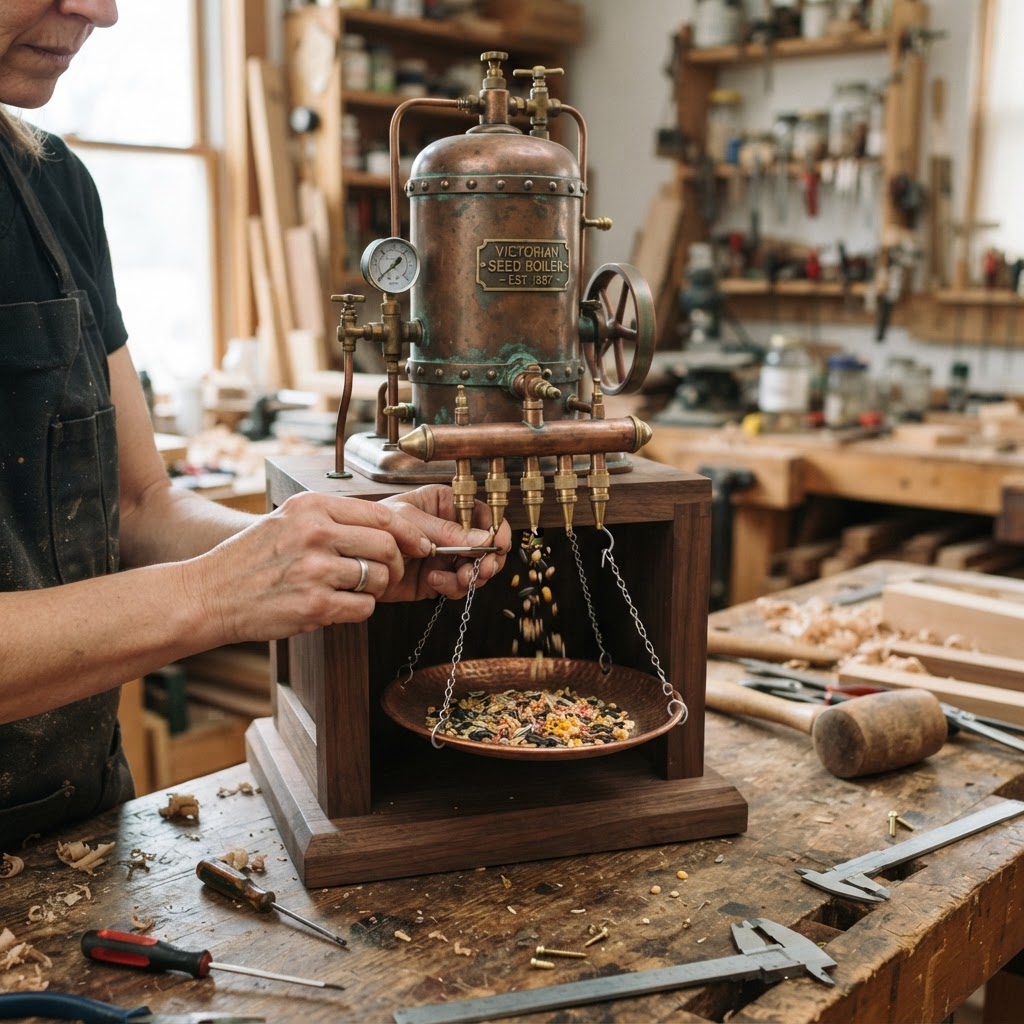 Vintage Patinated Copper Victorian Steam Engine Seed Boiler — step 4