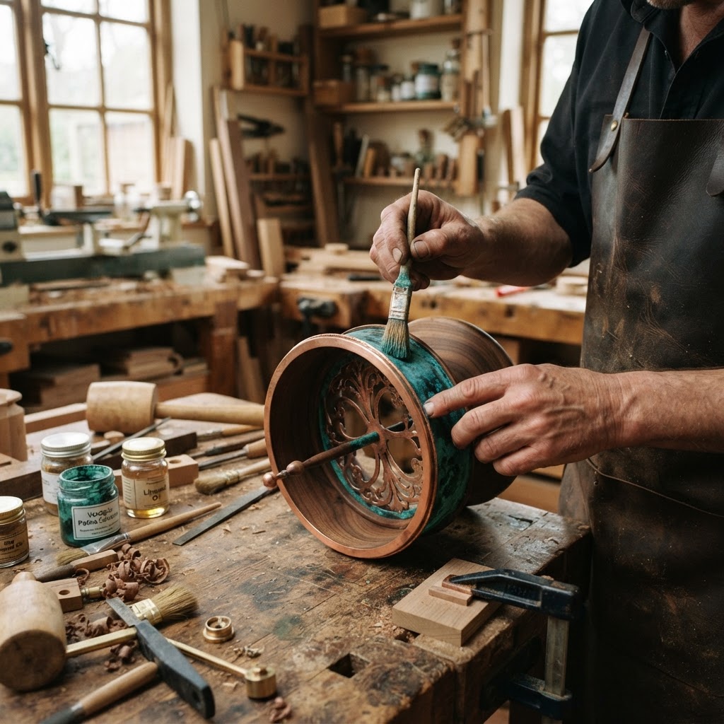 Vintage Patinated Copper Victorian Thaumatrope Seed Spinner — step 2