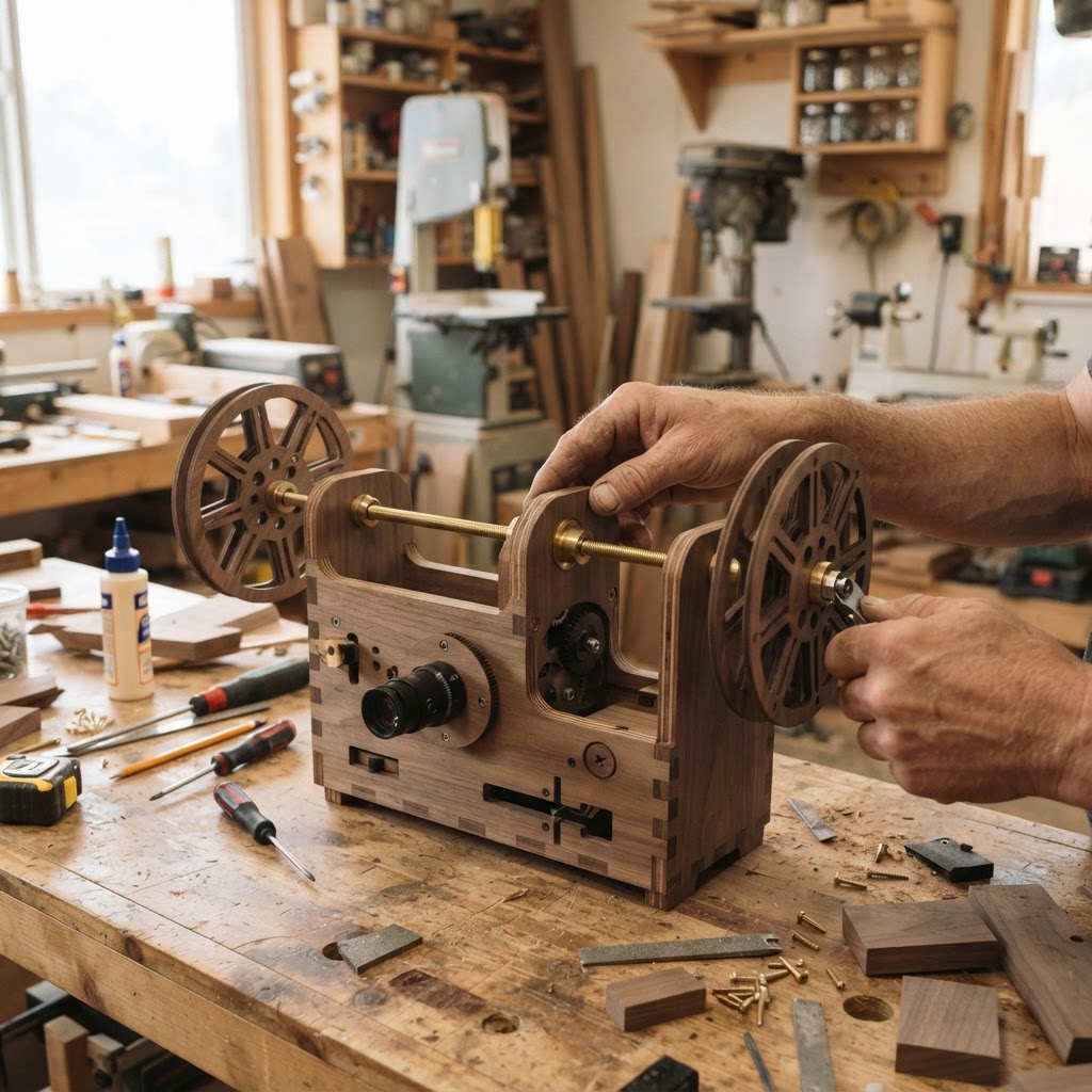 Vintage Film Reel Projector Seed Station — step 1