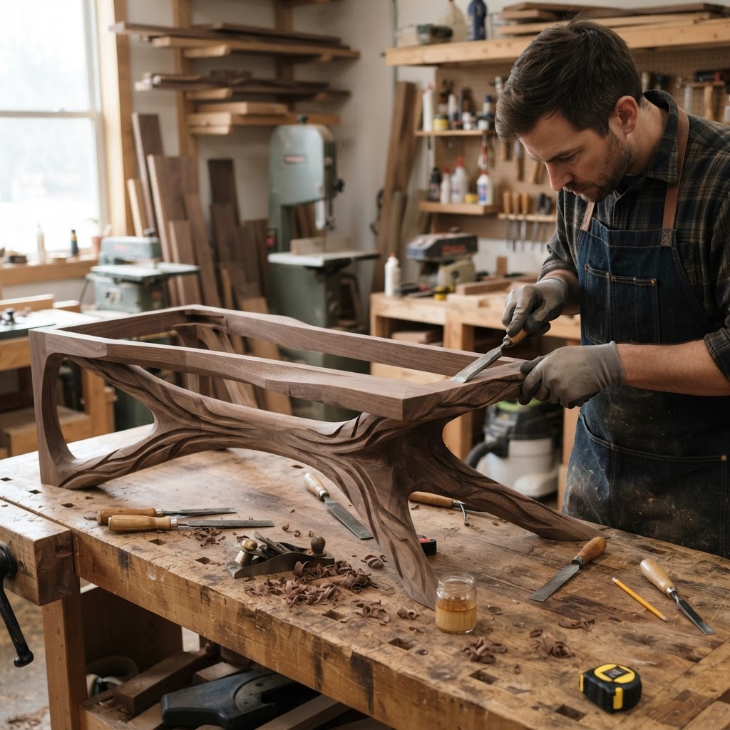 Bespoke Treetop Dendritic Mycelium-Infused Phyto-Diffusive Sap-Flow Canopy Zephyr-Alignment Vanity Table — step 1