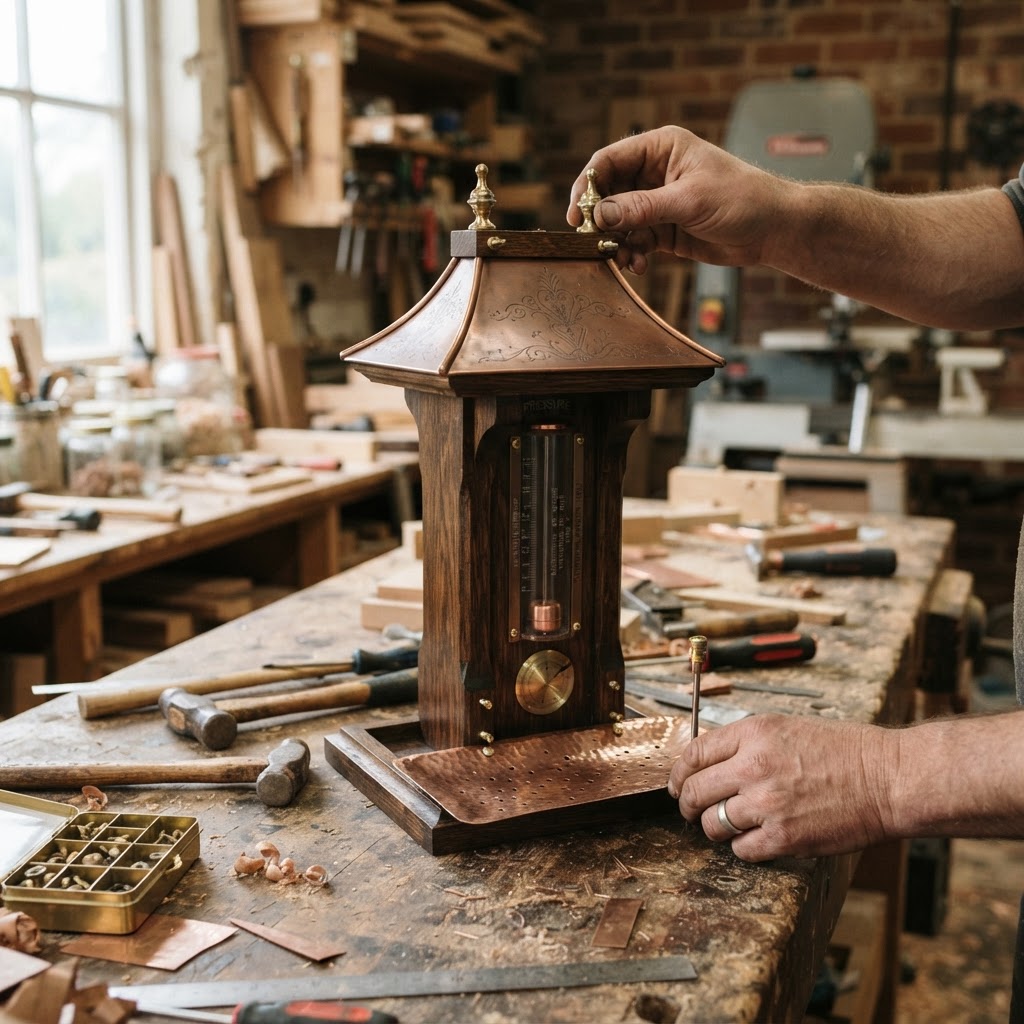 Vintage Patinated Copper Victorian Barometer Seed Pressure Gauge — step 4