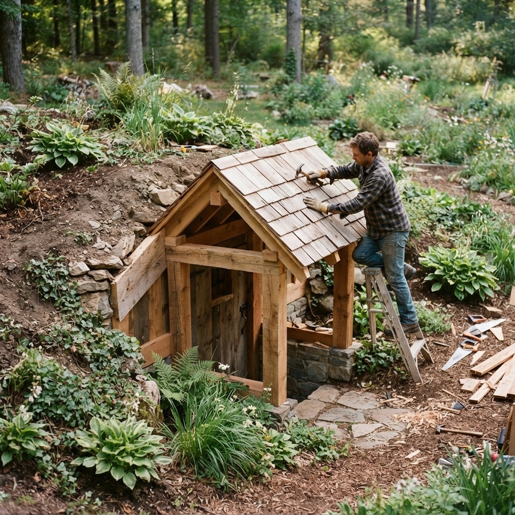 Subterranean Root-Cellar Inspired Earth-Sheltered Seed Bunker — step 4