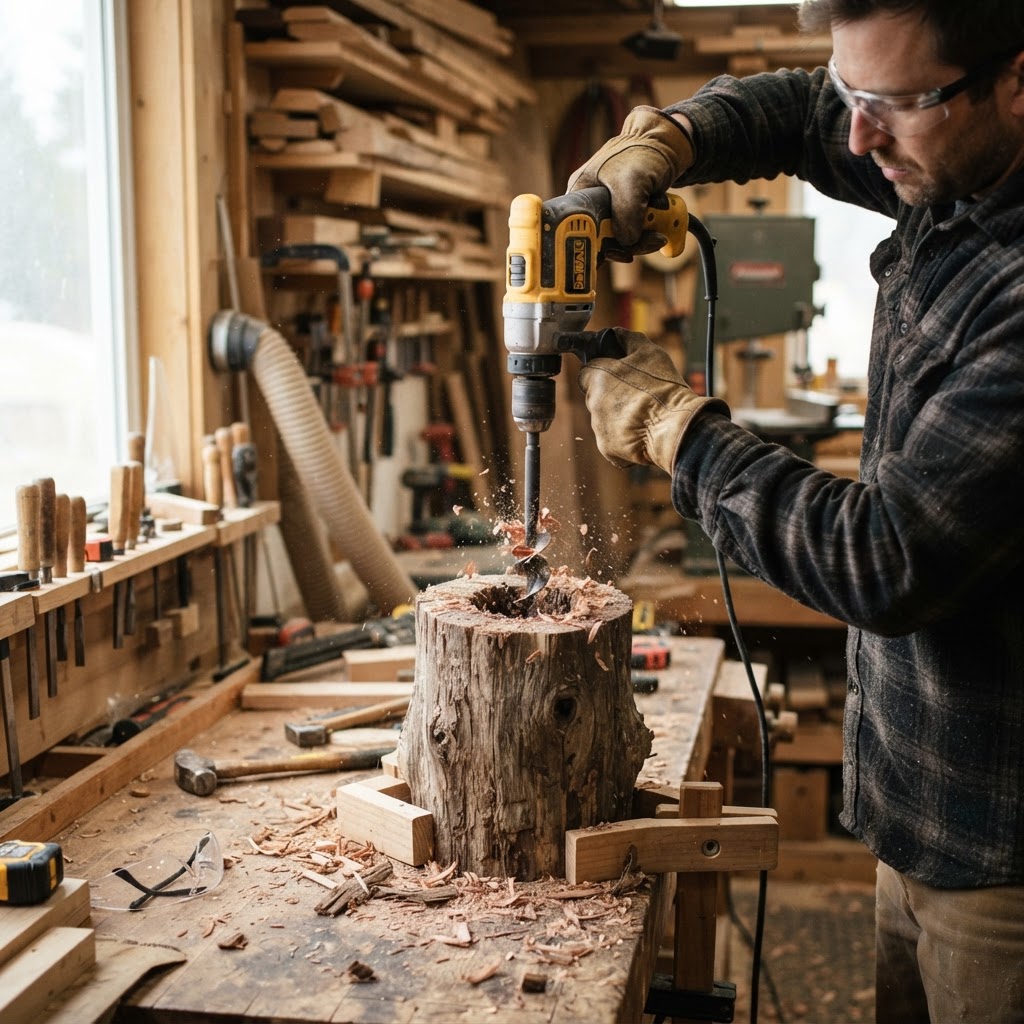 Enchanted Hollow Log Totem Pole Feeder — step 1