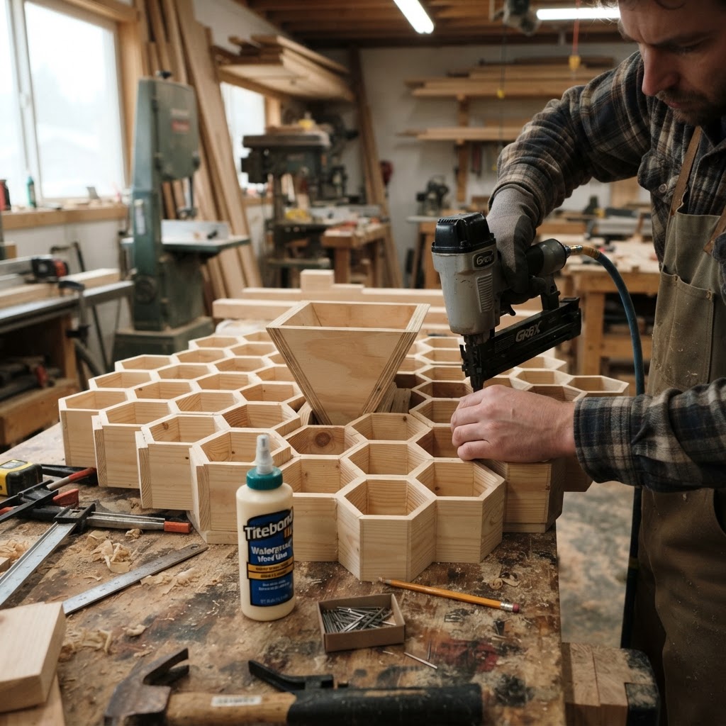 Hexagonal Honeycomb Beehive Seed Station — step 2
