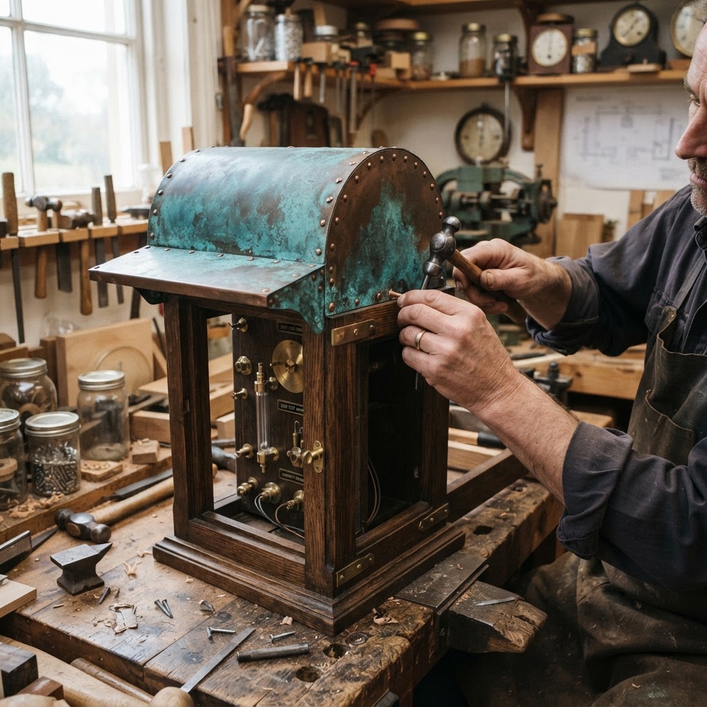 Vintage Patinated Copper Victorian Telegraphic Induction Psychrometer Seed Humidity-Gauge — step 2