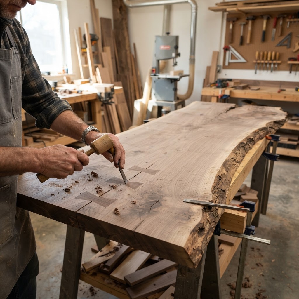 Floating Live-Edge Harvest Dining Platform — step 2