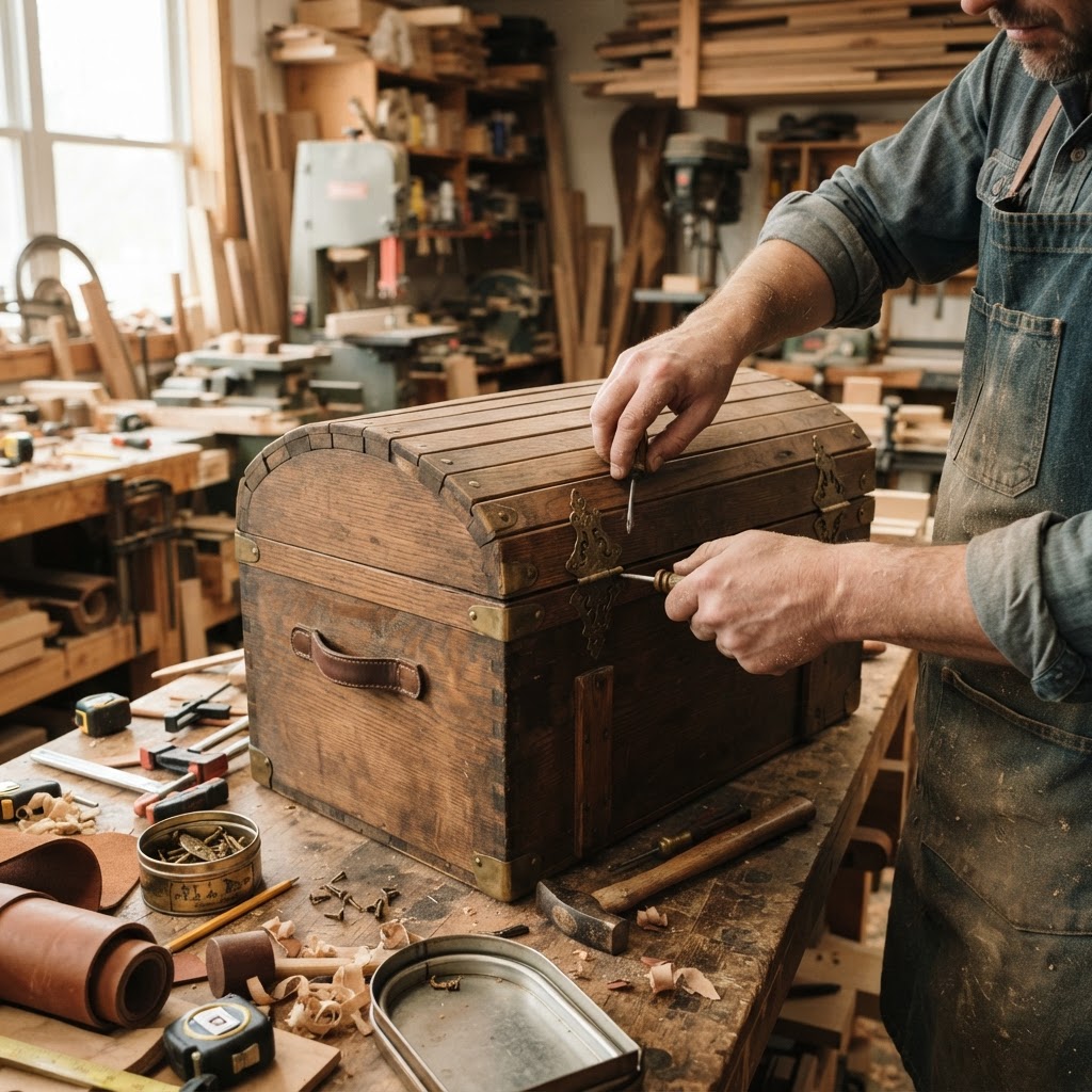 Vintage Transatlantic Steam Trunk Seed Chest — step 2