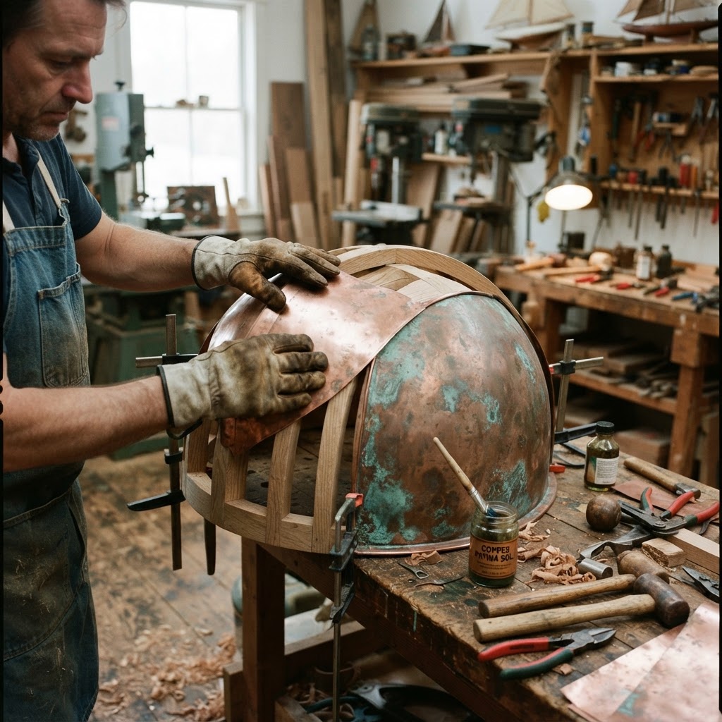 Vintage Patinated Copper Diving Bell Seed Chamber — step 2