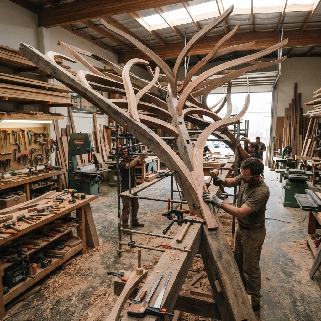 Bespoke Treetop Dendritic Bioluminescent Algae Bio-Reactor Lounge — step 1
