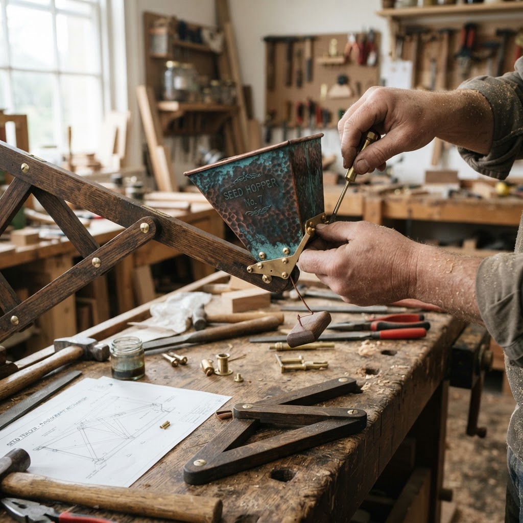 Vintage Patinated Copper Victorian Telegraphic Pantograph Seed Tracer — step 2