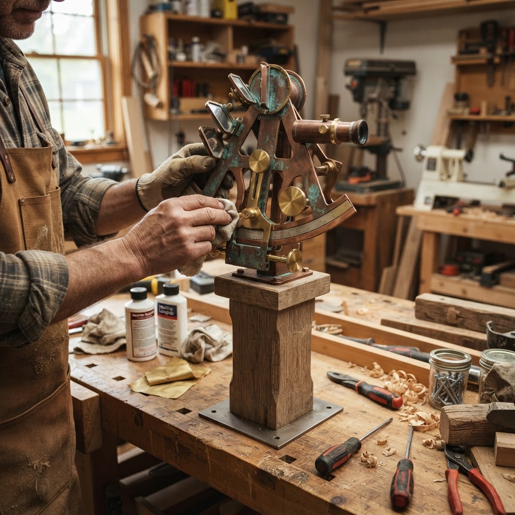 Vintage Patinated Copper Maritime Sextant Seed Navigator — step 4