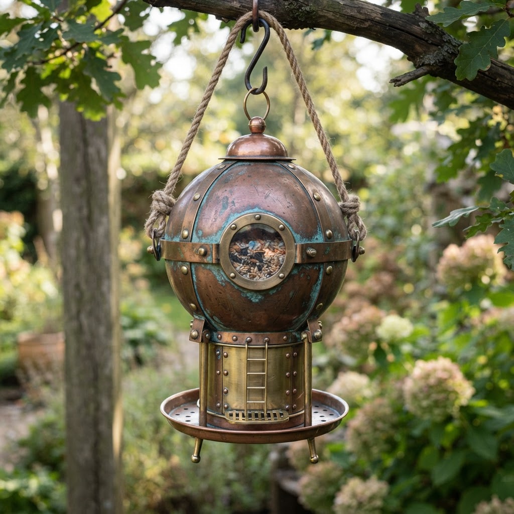 Vintage Patinated Copper Diving Bell Seed Chamber