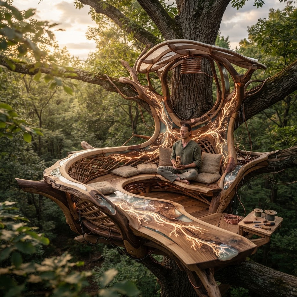 Bespoke Treetop Dendritic Mycelium-Infused Phyto-Kinetic Sap-Pulse Canopy Cloud-Ionizing Meditation Ledge
