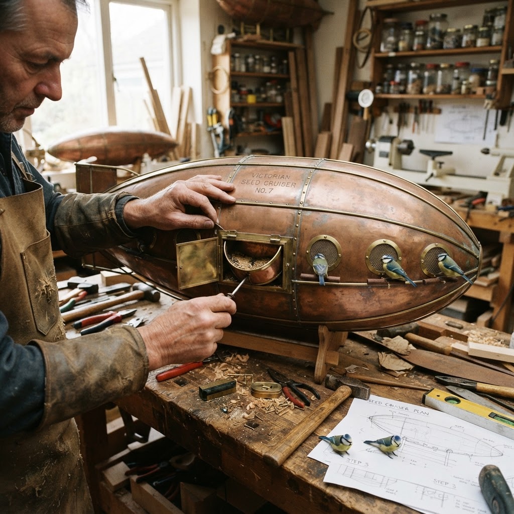 Vintage Patinated Copper Victorian Aeronaut Zeppelin Dirigible Seed Cruiser — step 3