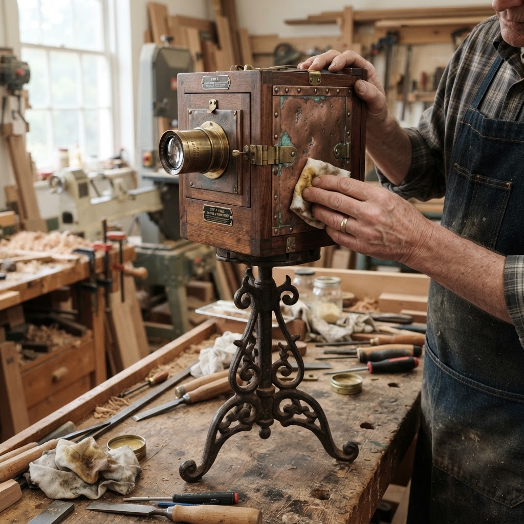 Vintage Patinated Copper Victorian Optical Camera Obscura Seed Reflector — step 4