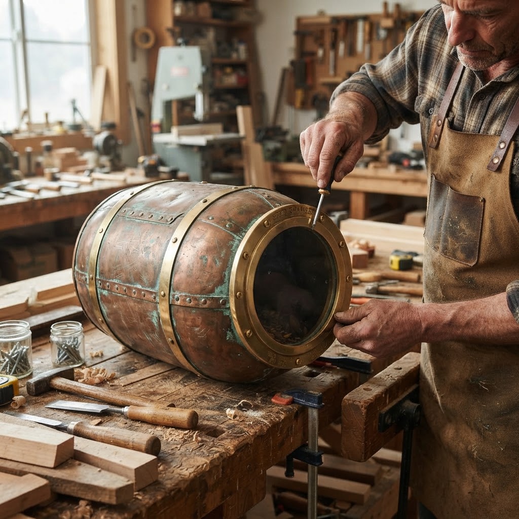 Vintage Patinated Copper Diving Bell Seed Chamber — step 3
