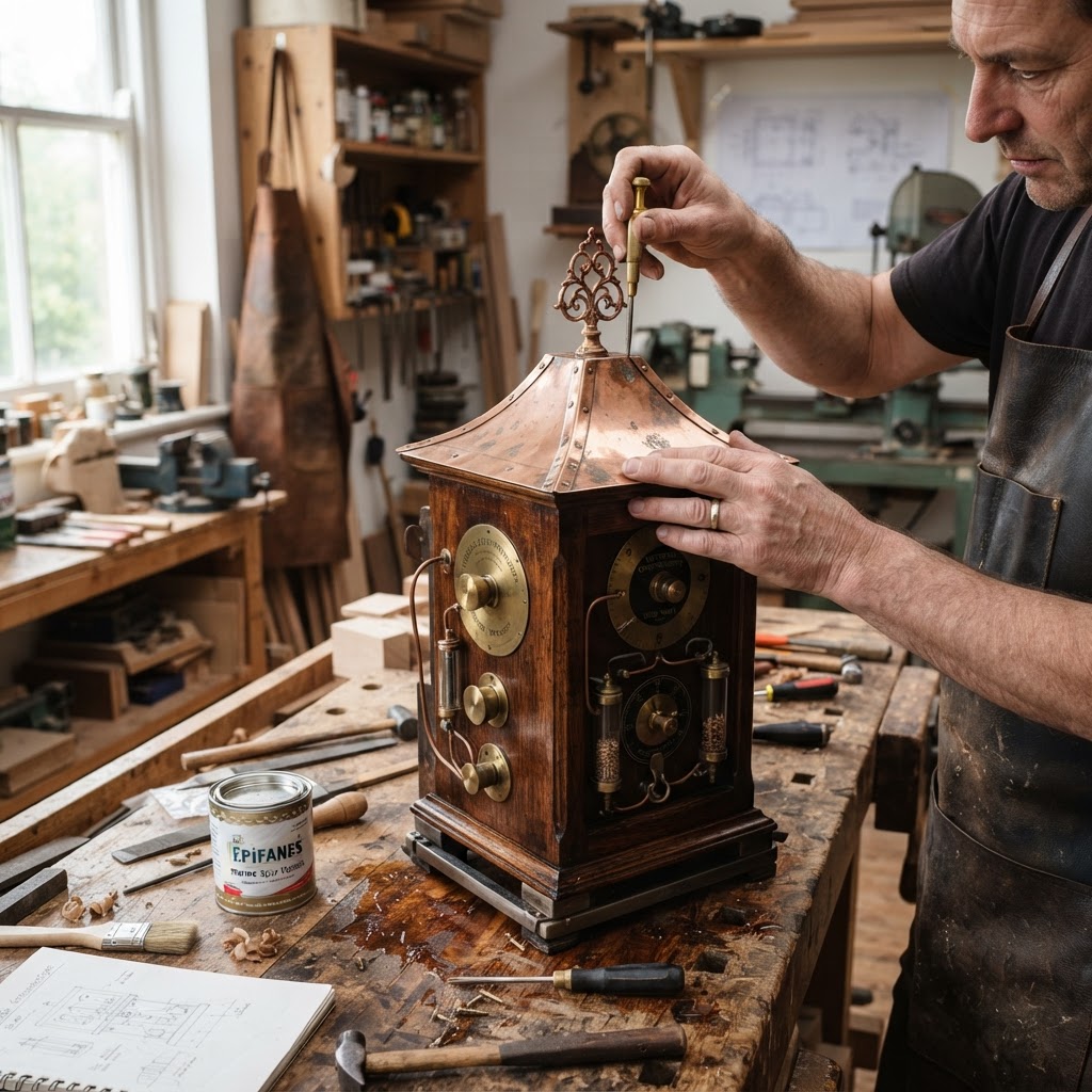 Vintage Patinated Copper Victorian Telegraphic Induction Chronoscope Seed Timer — step 4