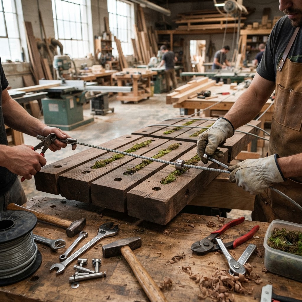 Bioluminescent Moss-Inlay Suspension Bridge — step 3
