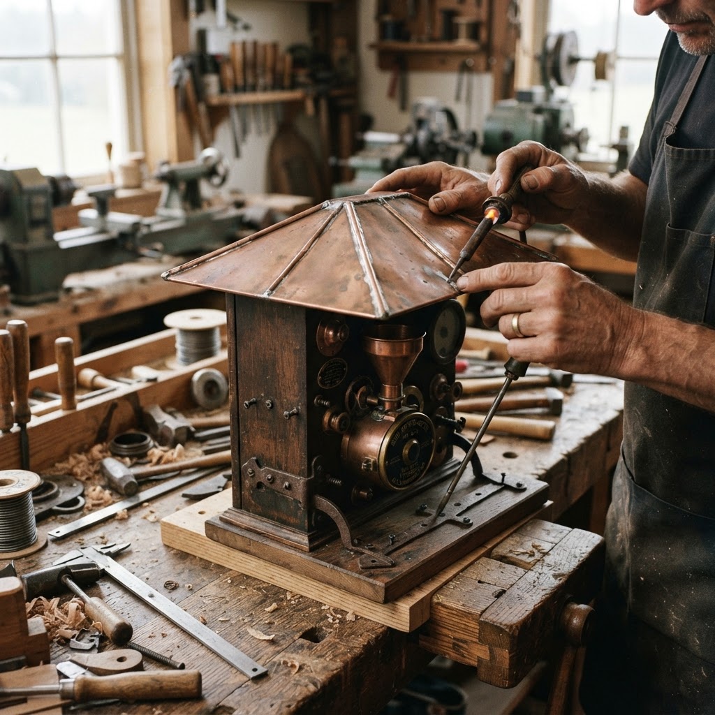 Vintage Patinated Copper Victorian Galvanometer Seed Ampere-Meter — step 4