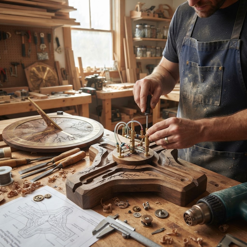 Bespoke Treetop Dendritic Mycelium-Infused Phyto-Kinetic Solar-Tracking Sundial — step 2