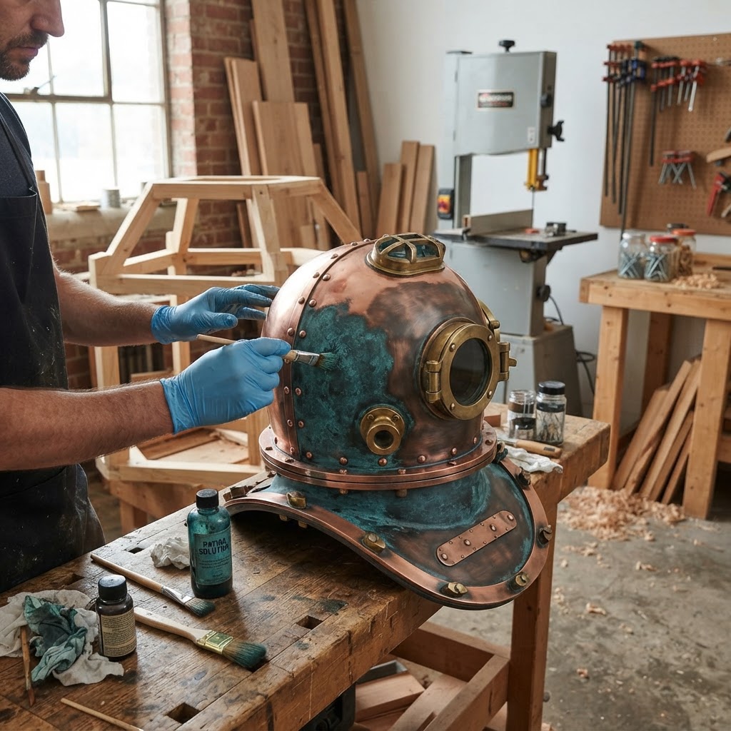 Vintage Patinated Copper Diving Bell Seed Chamber — step 3