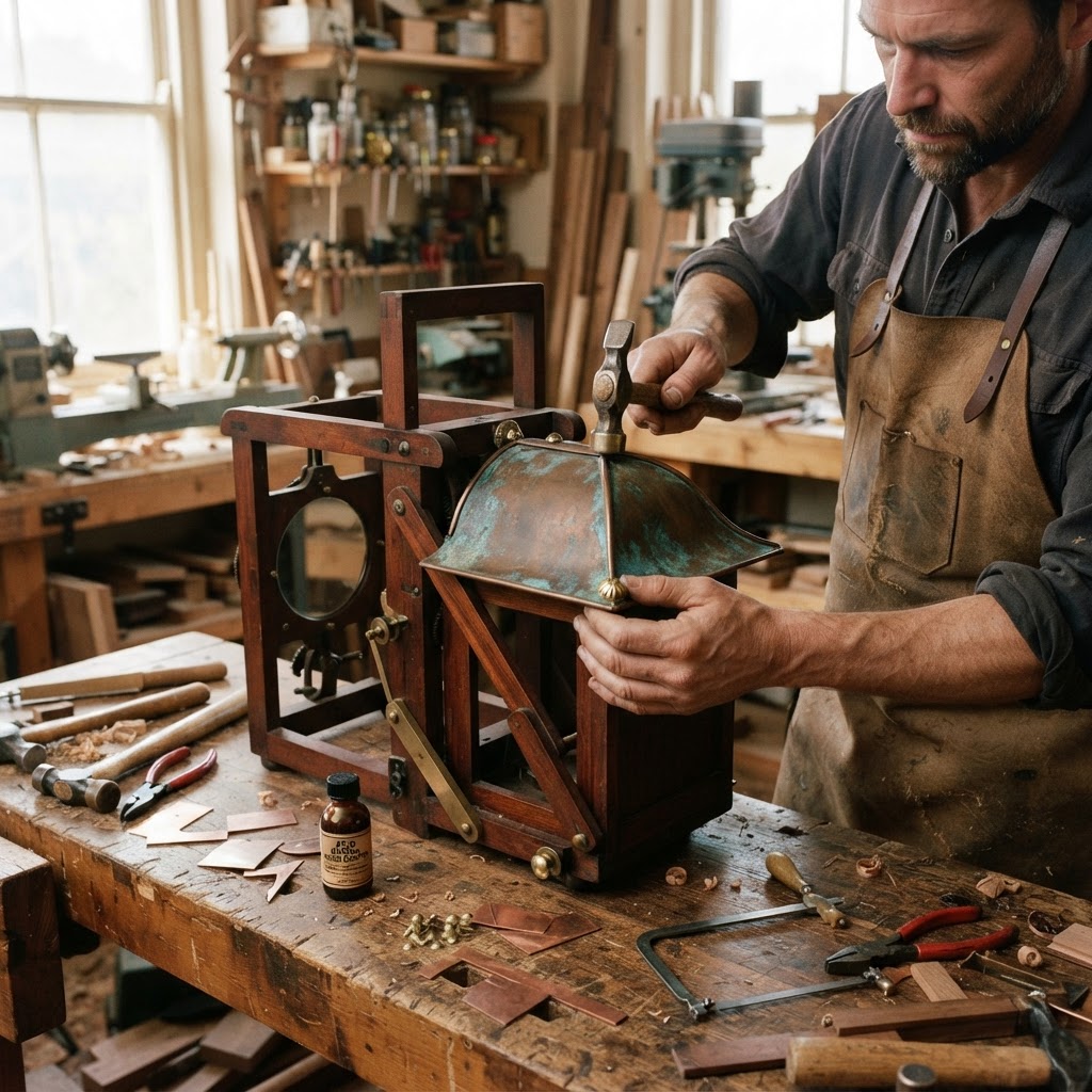Vintage Patinated Copper Victorian Telegraphic Heliograph Seed Signaler — step 2