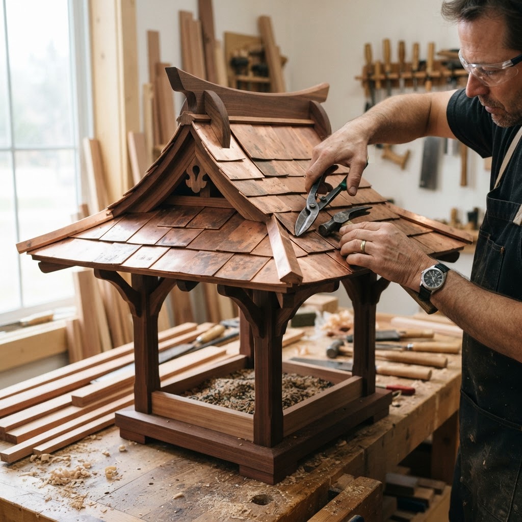 Floating Japanese Tea House Gazebo Feeder — step 3