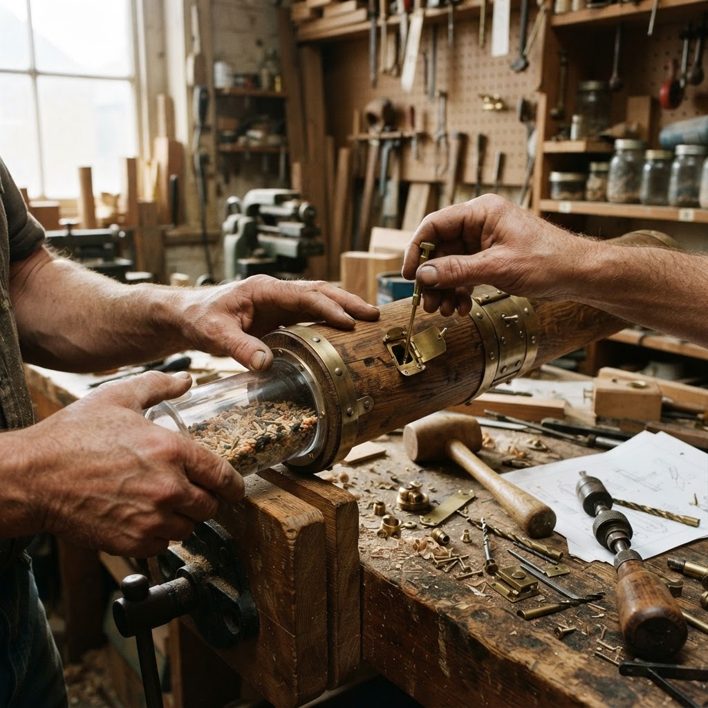 Vintage Patinated Copper Victorian Pneumatic Tube Seed Dispatcher — step 3