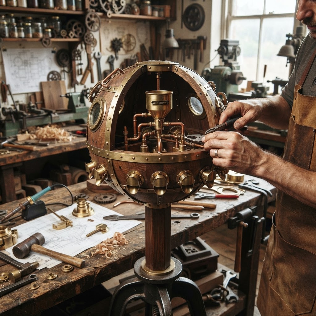 Vintage Steampunk Submersible Bathysphere Seed Vessel — step 3