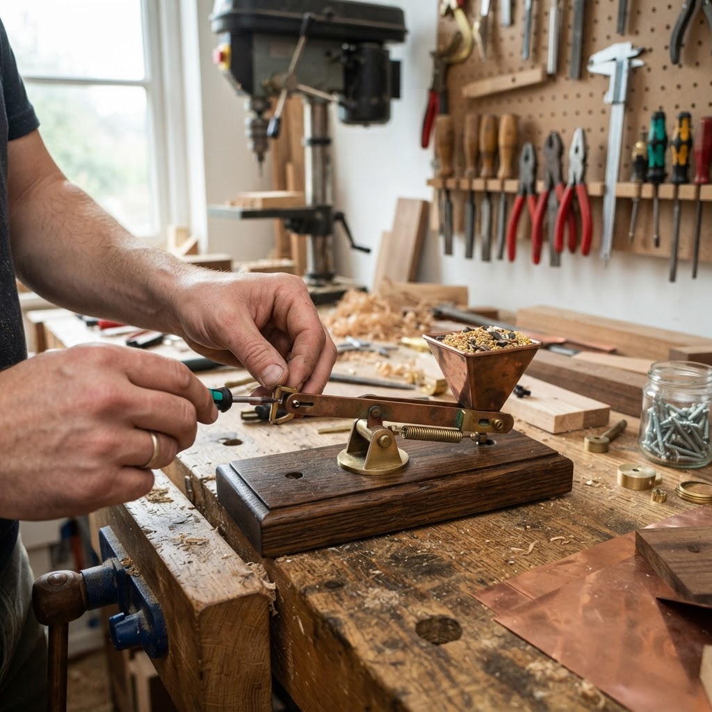 Vintage Patinated Copper Telegraph Key Seed Tapper — step 3
