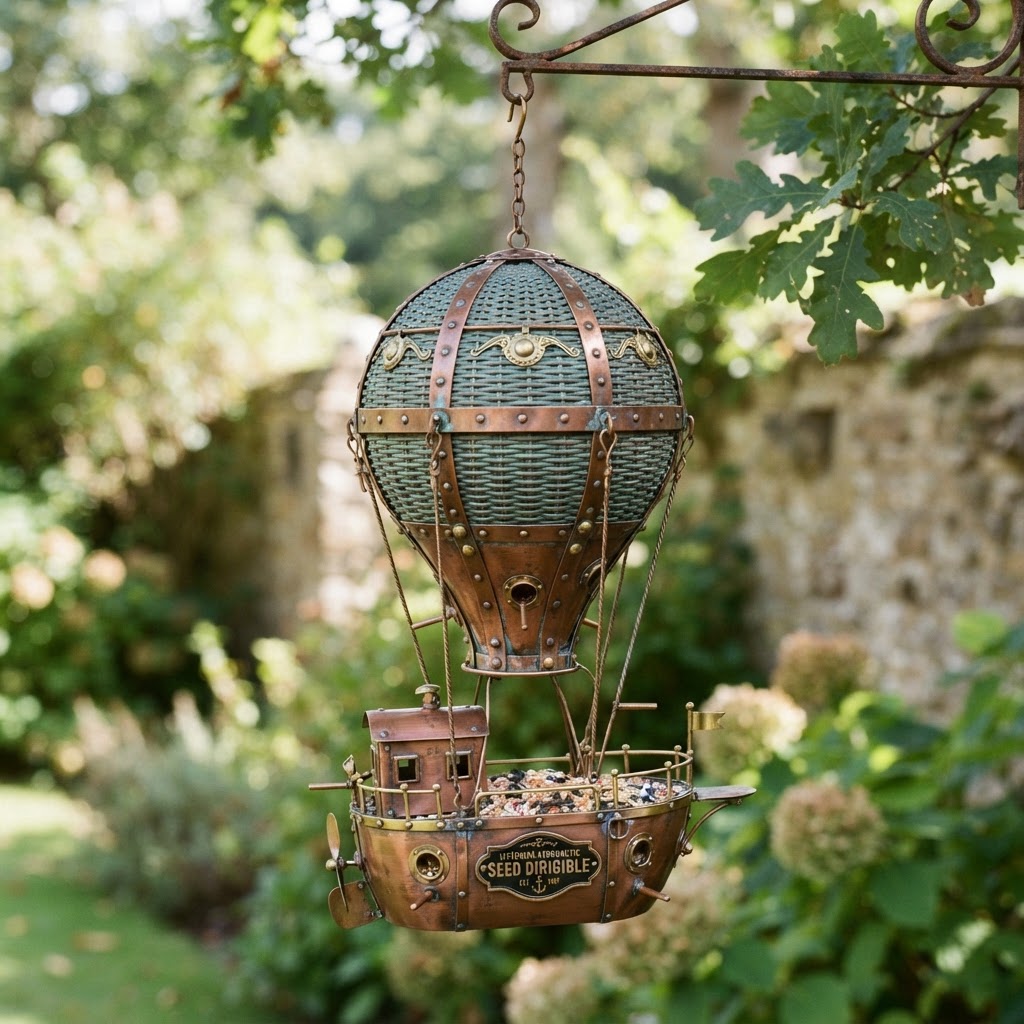 Vintage Patinated Copper Victorian Aeronautic Balloon Seed Dirigible