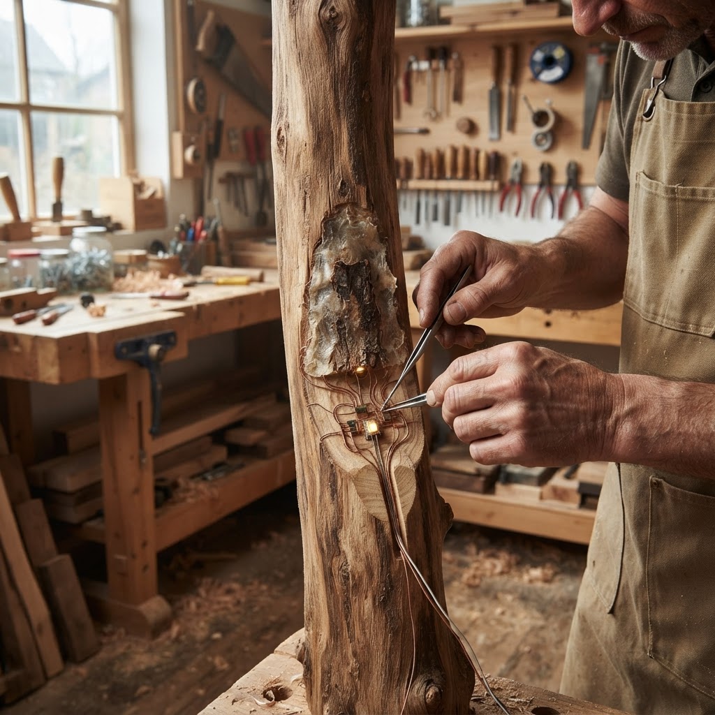Bespoke Treetop Dendritic Mycelium-Infused Phyto-Glow Sap-Flow Canopy Inkwell Desk — step 3