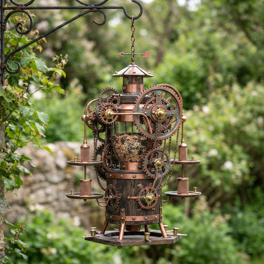Vintage Patinated Copper Industrial Gear Seed Turbine